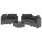 Preview: 6-tlg. Garten-Sofagarnitur mit Kissen Grau Poly Rattan