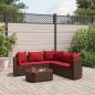 Preview: ARDEBO.de - 6-tlg. Garten-Sofagarnitur mit Kissen Braun Poly Rattan