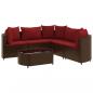 Preview: 6-tlg. Garten-Sofagarnitur mit Kissen Braun Poly Rattan