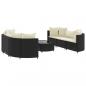 Preview: 7-tlg. Garten-Sofagarnitur mit Kissen Schwarz Poly Rattan