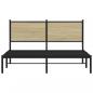 Preview: Metallbett ohne Matratze Sonoma-Eiche 140x190 cm