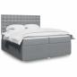 Preview: ARDEBO.de - Boxspringbett mit Matratze Hellgrau 200x200 cm Stoff