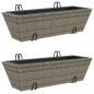 Preview: Pflanzkasten mit Haken 2 Stk. Grau Poly Rattan