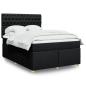 Preview: ARDEBO.de - Boxspringbett mit Matratze Schwarz 160x200 cm Stoff