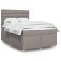 Preview: ARDEBO.de - Boxspringbett mit Matratze Taupe 160x200 cm Stoff
