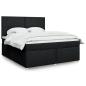 Preview: ARDEBO.de - Boxspringbett mit Matratze Schwarz 180x200 cm Stoff