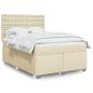 Preview: ARDEBO.de - Boxspringbett mit Matratze Creme 140x200 cm Stoff
