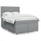 Preview: ARDEBO.de - Boxspringbett mit Matratze Hellgrau 160x200 cm Stoff