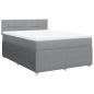 Preview: ARDEBO.de - Boxspringbett mit Matratze Hellgrau 140x200 cm Stoff