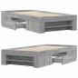 Preview: ARDEBO.de - Bettgestell Grau Sonoma 90x190 cm Holzwerkstoff