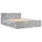 Preview: Bettgestell mit Kopfteil Betongrau 140x200 cm Holzwerkstoff