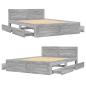 Preview: Bettgestell mit Kopfteil Grau Sonoma 140x200 cm Holzwerkstoff