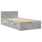 Preview: Bettgestell mit Kopfteil Betongrau 90x200 cm Holzwerkstoff