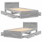 Preview: Bettgestell mit Kopfteil Betongrau 90x200 cm Holzwerkstoff