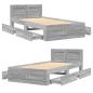 Preview: Bettgestell mit Kopfteil Grau Sonoma 75x190 cm Holzwerkstoff