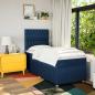 Preview: Boxspringbett mit Matratze Blau 90x200 cm Stoff
