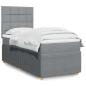 Preview: ARDEBO.de - Boxspringbett mit Matratze Hellgrau 100x200 cm Stoff