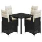 Preview: 5-tlg. Garten-Bistro-Set mit Kissen Schwarz Poly Rattan
