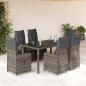 Preview: ARDEBO.de - 7-tlg. Garten-Bistro-Set mit Kissen Grau Poly Rattan