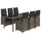 Preview: 7-tlg. Garten-Bistro-Set mit Kissen Grau Poly Rattan