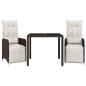 Preview: 3-tlg. Garten-Bistro-Set mit Kissen Braun Poly Rattan