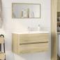 Preview: Badschrank mit Spiegel Sonoma-Eiche 80x38,5x45 cm