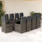Preview: ARDEBO.de - 11-tlg. Garten-Bistro-Set mit Kissen Grau Poly Rattan