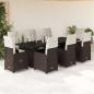 Preview: ARDEBO.de - 9-tlg. Garten-Bistro-Set mit Kissen Braun Poly Rattan
