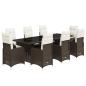 Preview: 9-tlg. Garten-Bistro-Set mit Kissen Braun Poly Rattan