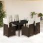 Preview: ARDEBO.de - 7-tlg. Garten-Bistro-Set mit Kissen Braun Poly Rattan
