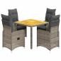Preview: 5-tlg. Garten-Bistro-Set mit Kissen Grau Poly Rattan