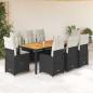 Preview: ARDEBO.de - 9-tlg. Garten-Bistro-Set mit Kissen Schwarz Poly Rattan