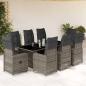 Preview: ARDEBO.de - 9-tlg. Garten-Bistro-Set mit Kissen Grau Poly Rattan