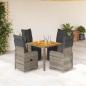 Preview: ARDEBO.de - 5-tlg. Garten-Bistro-Set mit Kissen Grau Poly Rattan