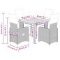 Preview: 5-tlg. Garten-Bistro-Set mit Kissen Grau Poly Rattan