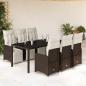 Preview: ARDEBO.de - 7-tlg. Garten-Bistro-Set mit Kissen Braun Poly Rattan