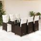 Preview: ARDEBO.de - 7-tlg. Garten-Bistro-Set mit Kissen Braun Poly Rattan