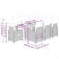 Preview: 9-tlg. Garten-Bistro-Set mit Kissen Grau Poly Rattan