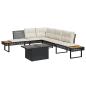 Preview: ARDEBO.de - 2-tlg. Garten-Sofagarnitur mit Kissen Schwarz Poly Rattan Glas