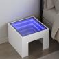 Preview: ARDEBO.de - Nachttisch mit Infinity-LED Weiß 40x40x30 cm