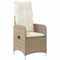 Preview: 11-tlg. Garten-Bistro-Set mit Kissen Beige Poly Rattan