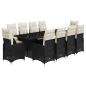 Preview: 11-tlg. Garten-Bistro-Set mit Kissen Schwarz Poly Rattan