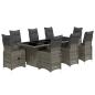 Preview: 9-tlg. Garten-Bistro-Set mit Kissen Grau Poly Rattan