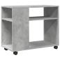 Preview: Beistelltisch mit Rollen Betongrau 70x35x60 cm Holzwerkstoff