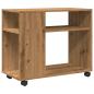 Preview: Beistelltisch mit Rollen Artisan-Eiche 70x35x60cm Holzwerkstoff