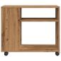 Preview: Beistelltisch mit Rollen Artisan-Eiche 70x35x60cm Holzwerkstoff