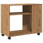Preview: Beistelltisch mit Rollen Artisan-Eiche 70x35x60cm Holzwerkstoff