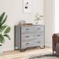 Preview: Kommode Grau Sonoma 91x35,5x74,5 cm Holzwerkstoff