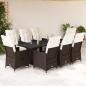 Preview: ARDEBO.de - 9-tlg. Garten-Bistro-Set mit Kissen Braun Poly Rattan