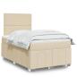 Preview: ARDEBO.de - Boxspringbett mit Matratze Creme 120x190 cm Stoff
